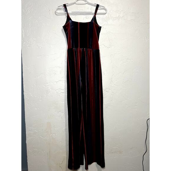 ONLY velvet stripe tank jumpsuit womens XS whimsigoth dark romantic timeless - Picture 6 of 9